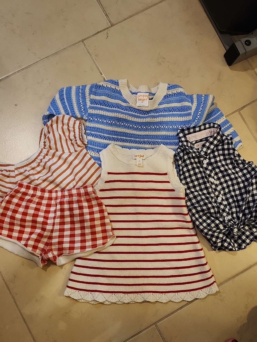 Cat & Jack And Other Brands 2t Girls Bundle Of Red, White And Blue